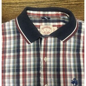 Brooks Brothers Railroad Sailor Collar Striped Seersucker Button Down Shirt Sz L